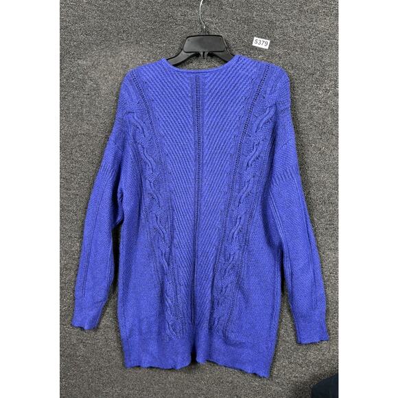 Lane Bryant Cable Knit Sweater Womens Size 14/16 Purple V-Neck Pullover - Picture 2 of 7